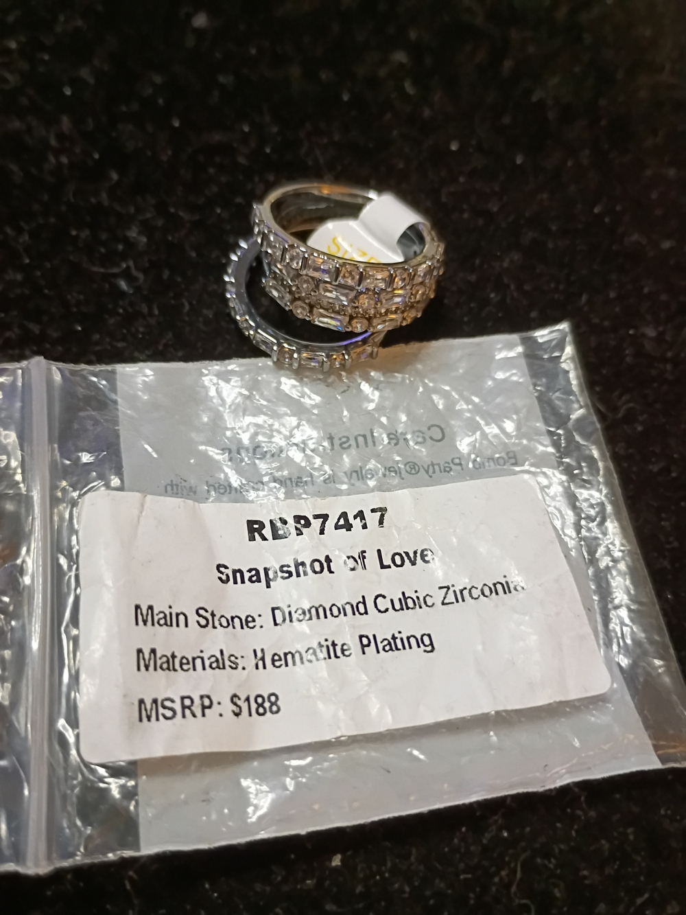 Swarovski Silver-Tone Double-Row Clear Crystal Ring